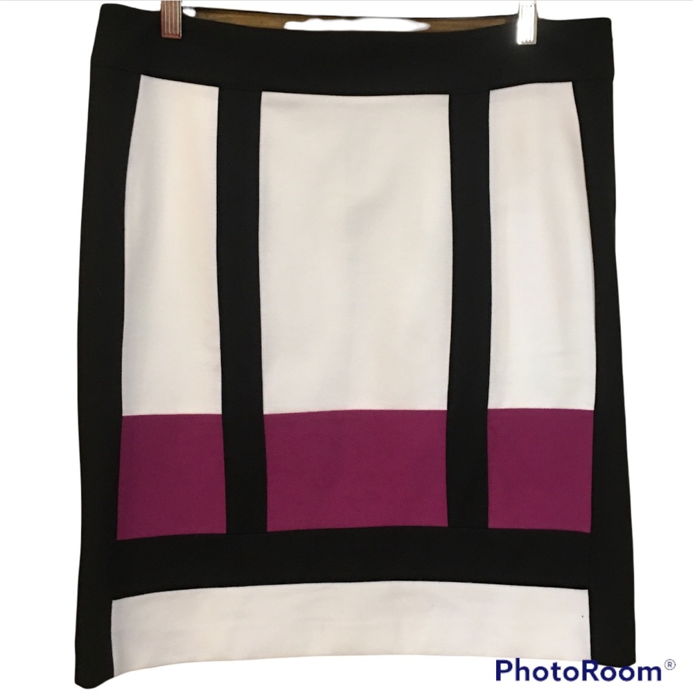 Premise Gemini Black Glacier White and Magenta Mondrian Style Skirt Size 10